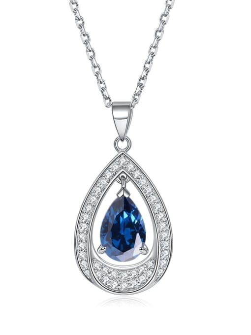 Royal Blue [Taurus] 925 Sterling Silver Birthstone Water Drop Dainty Necklace